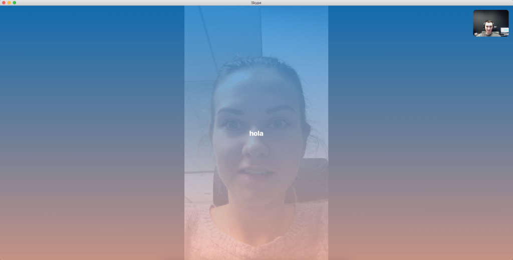 Skype video call text