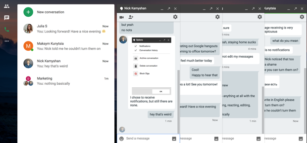 Google Hangouts interface