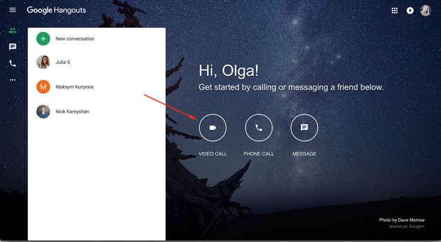 Video call button in Hangouts