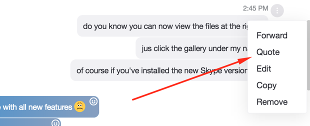 Skype message options