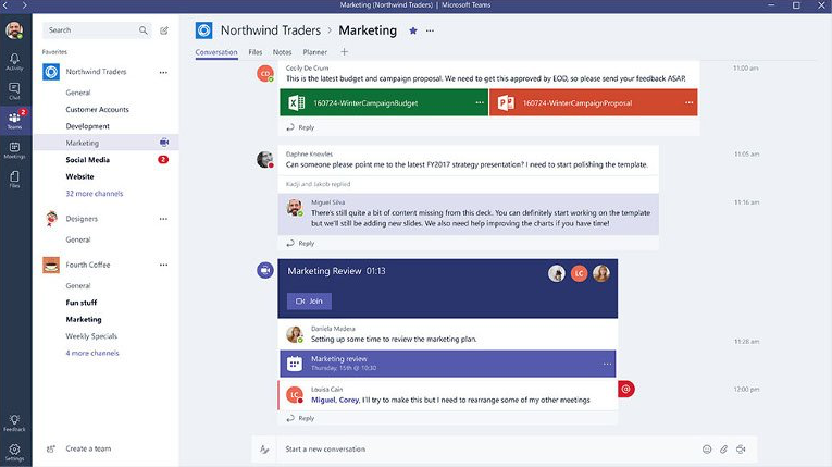 Microsoft teams interface