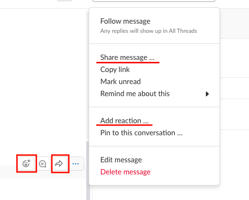 Slack message options