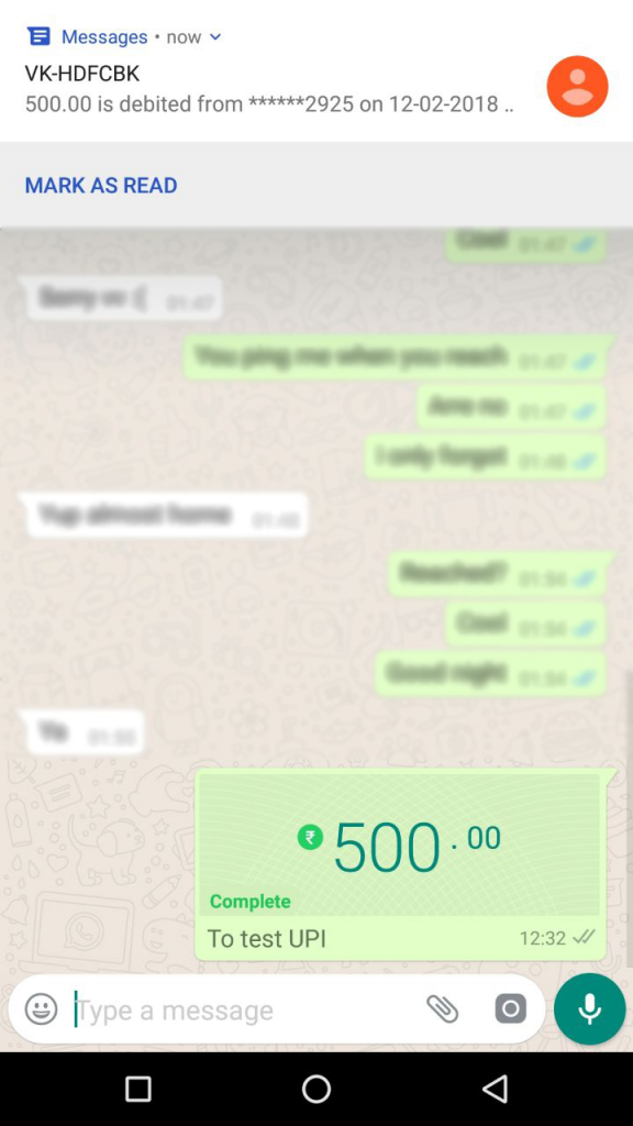 WhatsApp payment system