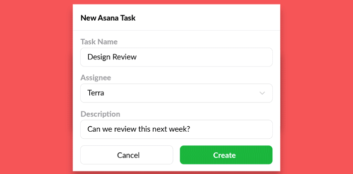 Creating an Asana task with a Slack message