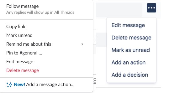 Actions with messages in Slack and Stride