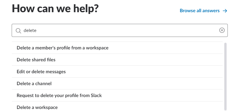 Help Centre in Slack