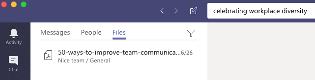 Microsoft Teams searches the content within files