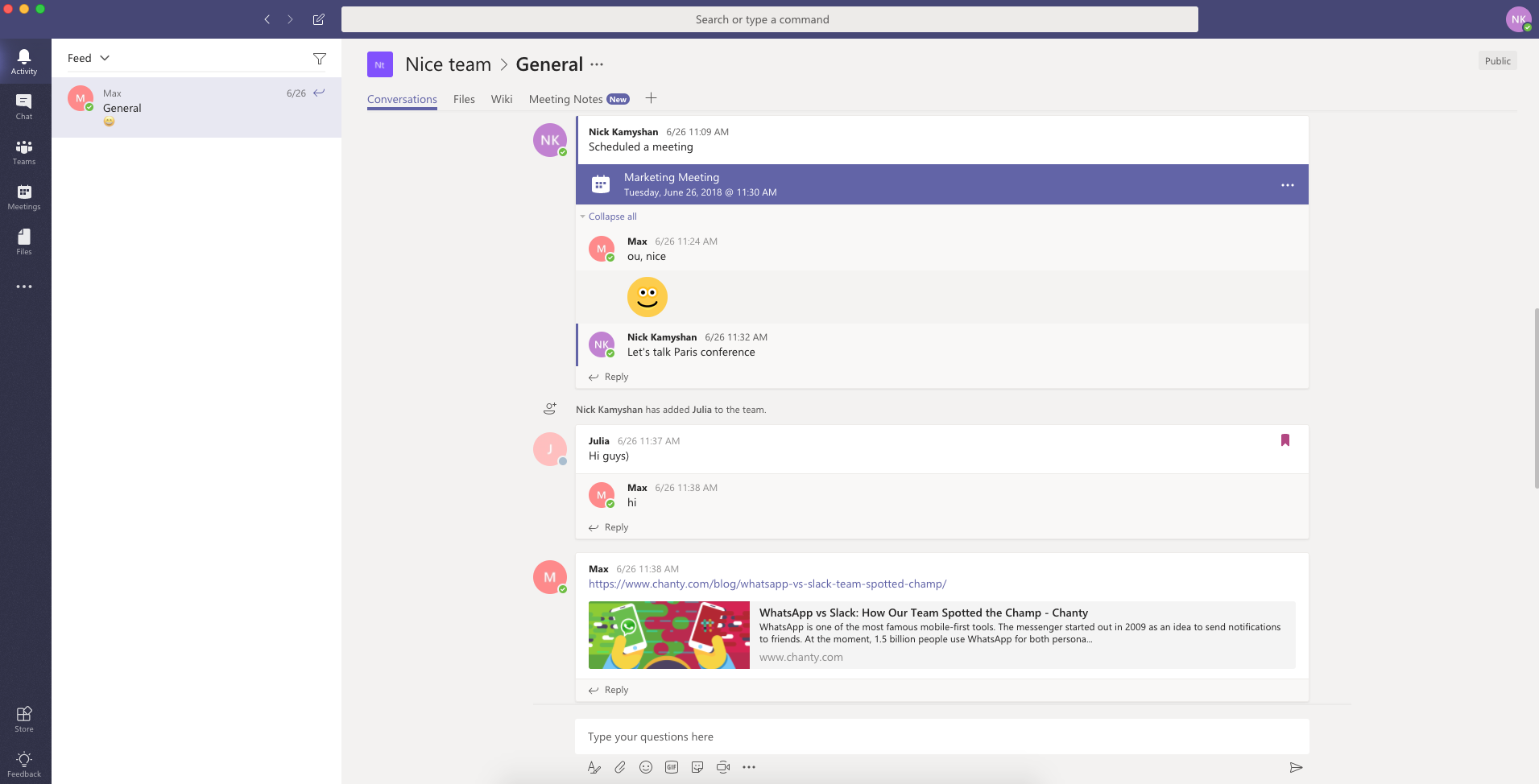 Microsoft Teams workspace