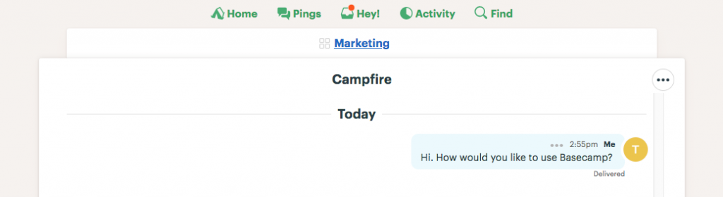 Campfire feature in Basecamp