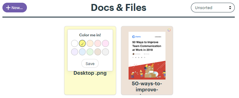Color coding files in Basecamp