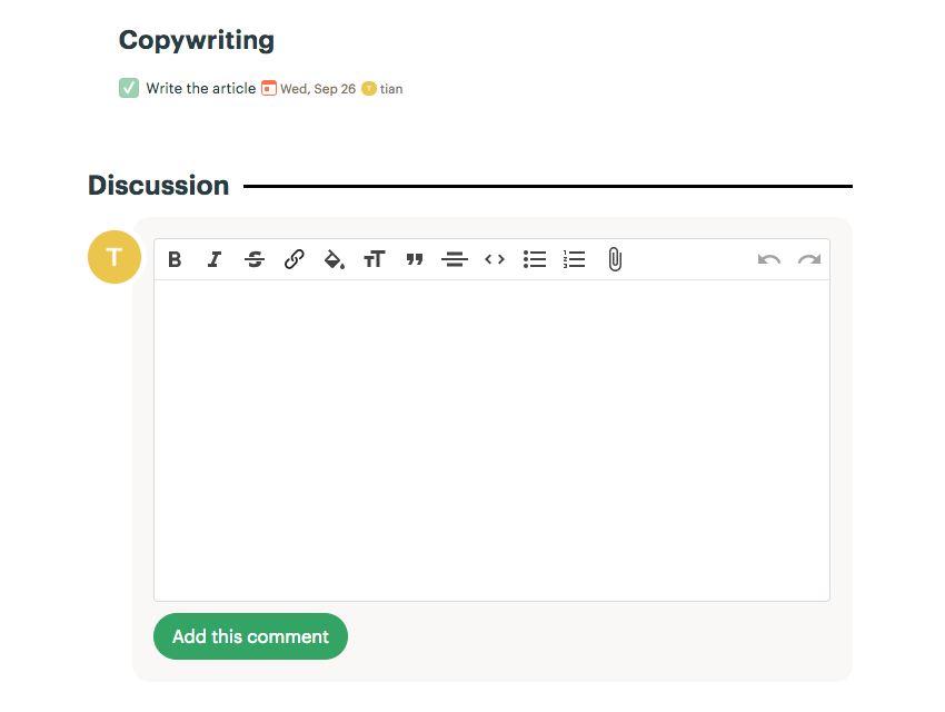 Commenting in To-Do Section in Basecamp