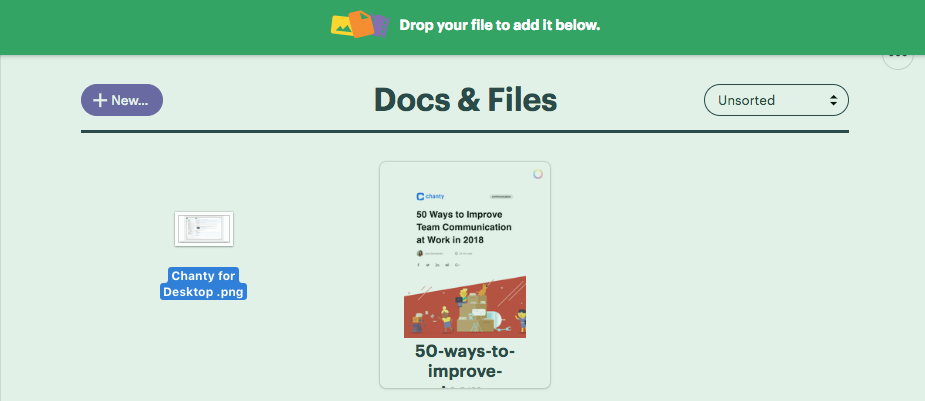 Dragging and dropping a file in Basecamp