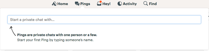Pings feature in Basecamp