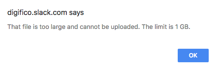 Slack’s notification on uploading file limit