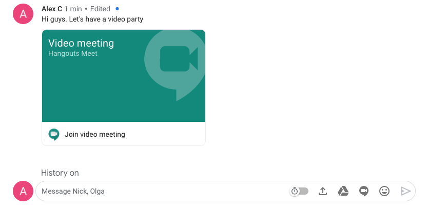 Hangouts Chat video call