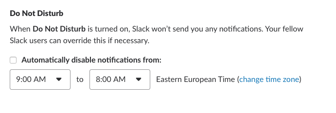 Slack DND notifications