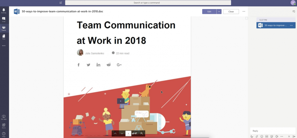 Collaborating on a Word doc within Workplace by Facebook 