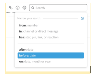 Search options in Slack
