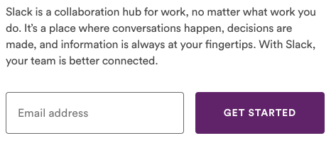 Slack sign up form