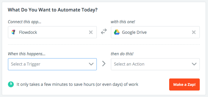Connecting Flowdock and Google Drive via Zapier