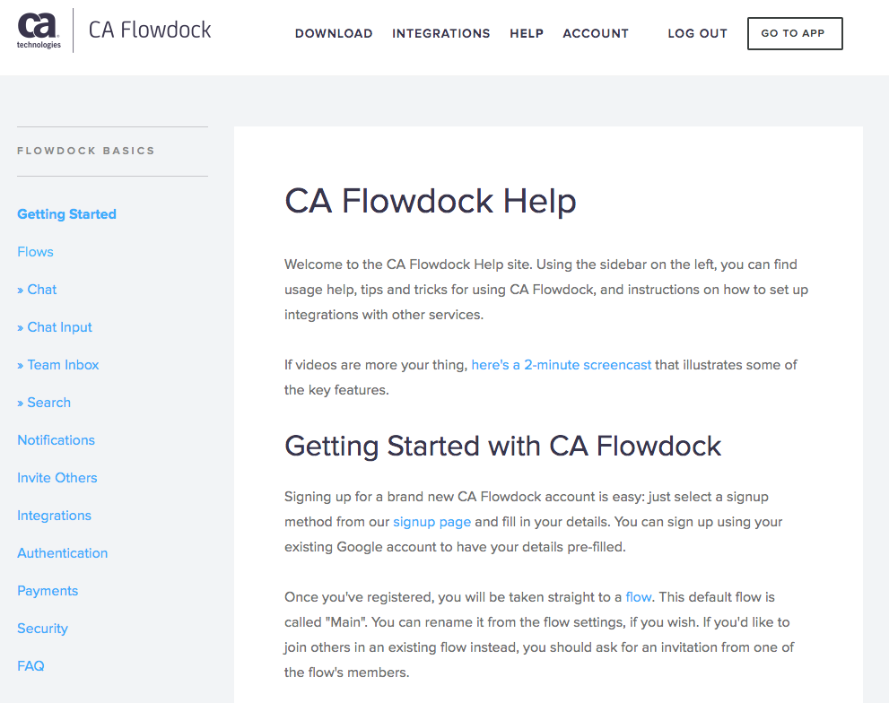Flowdock Help page