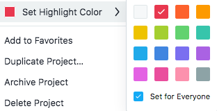 Choosing highlight color in Asana