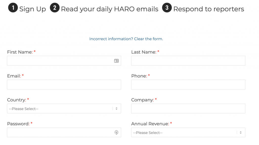 HARO signup