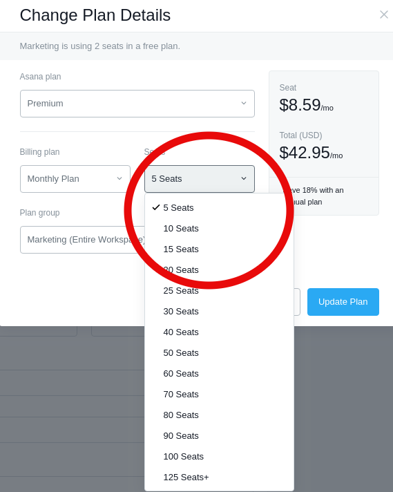 Asana pricing structure