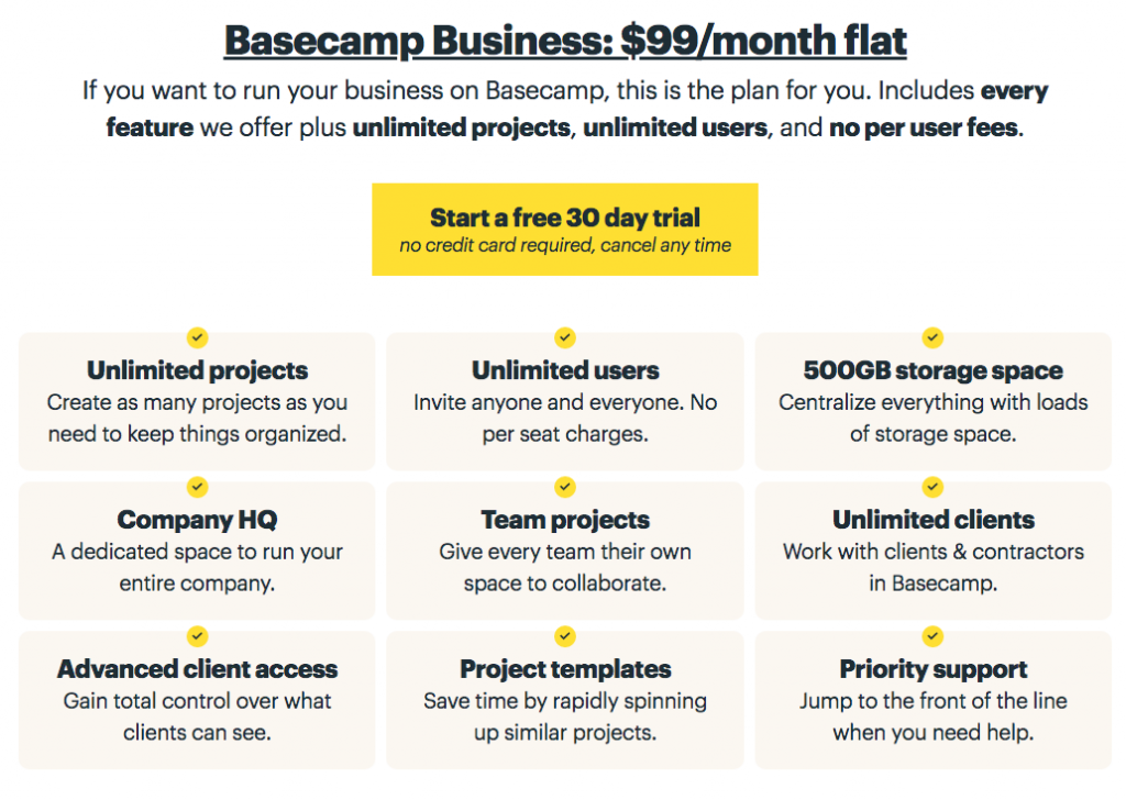 Basecamp pricing