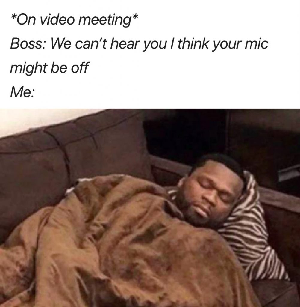Video call work from home meme