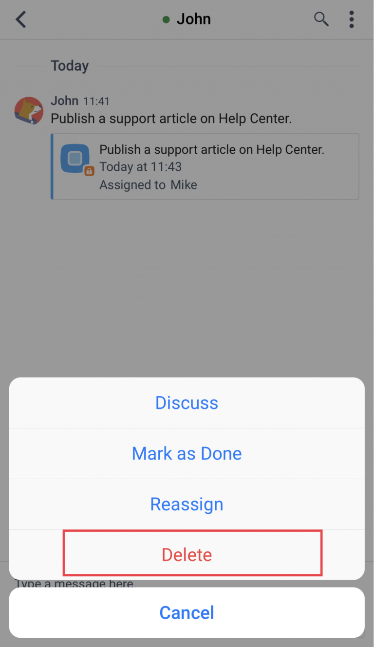 Delete a task – Сhanty Help Center