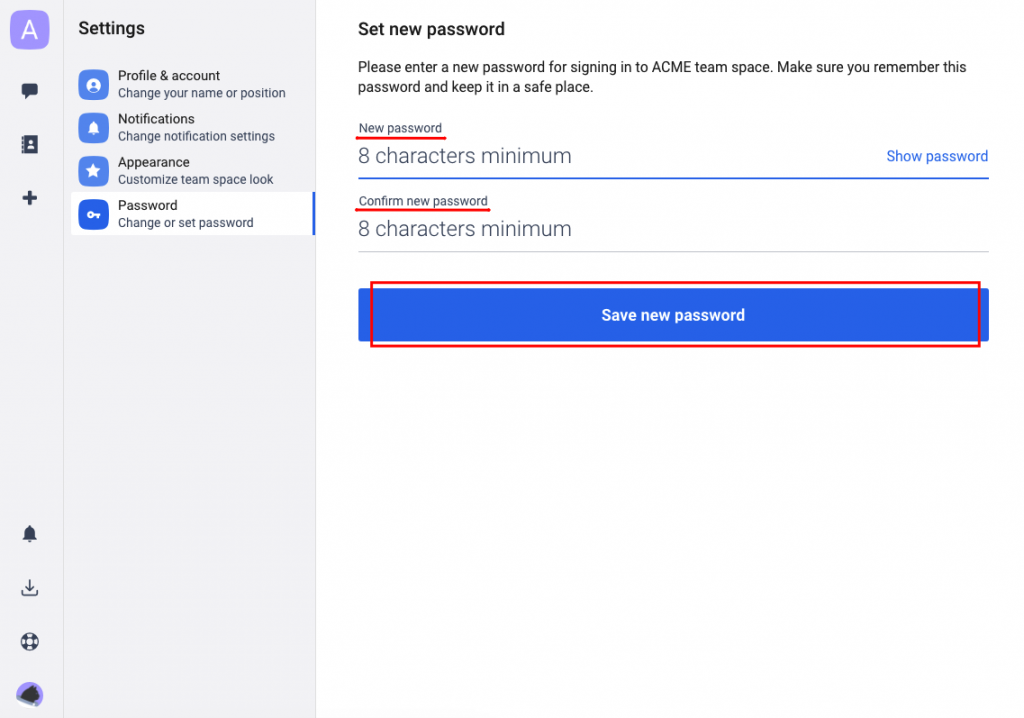 Set a Password Сhanty Help Center