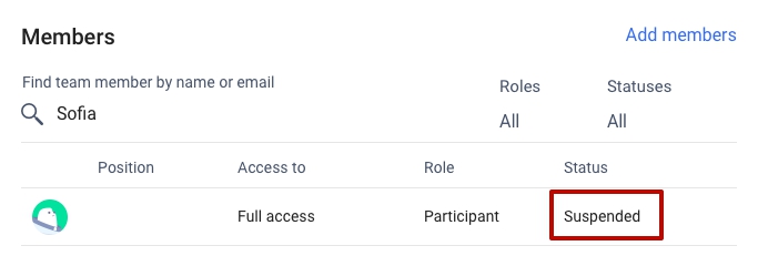 suspend team member